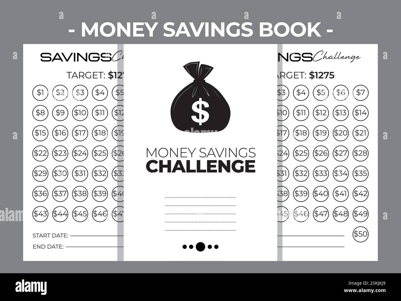 Printable KDP Money Savings Challenge Blank Book Vector Design Template ...