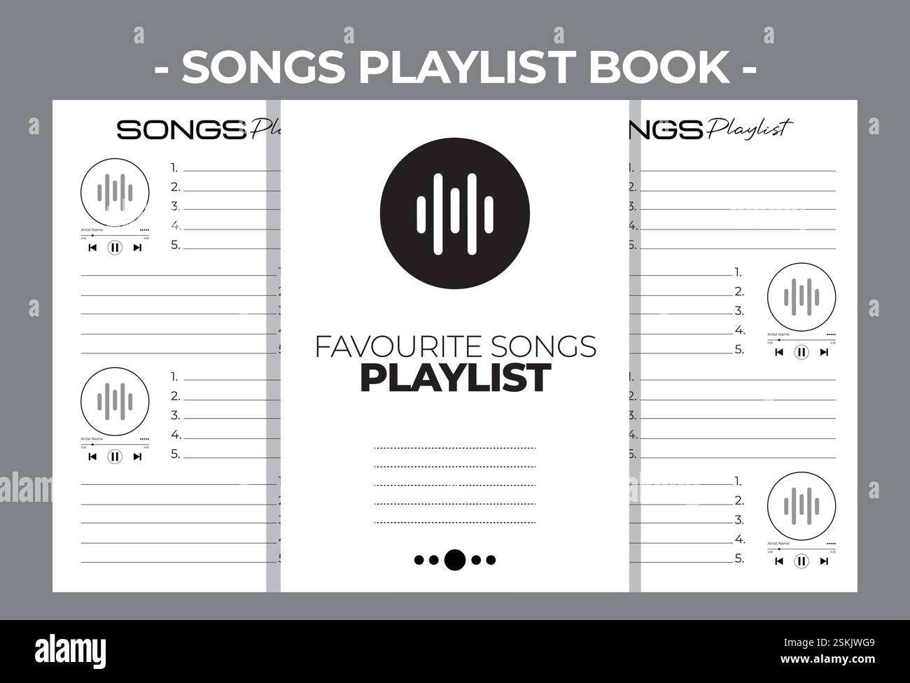 Printable KDP Songs Playlist Blank Book Vector Design Template Stock ...