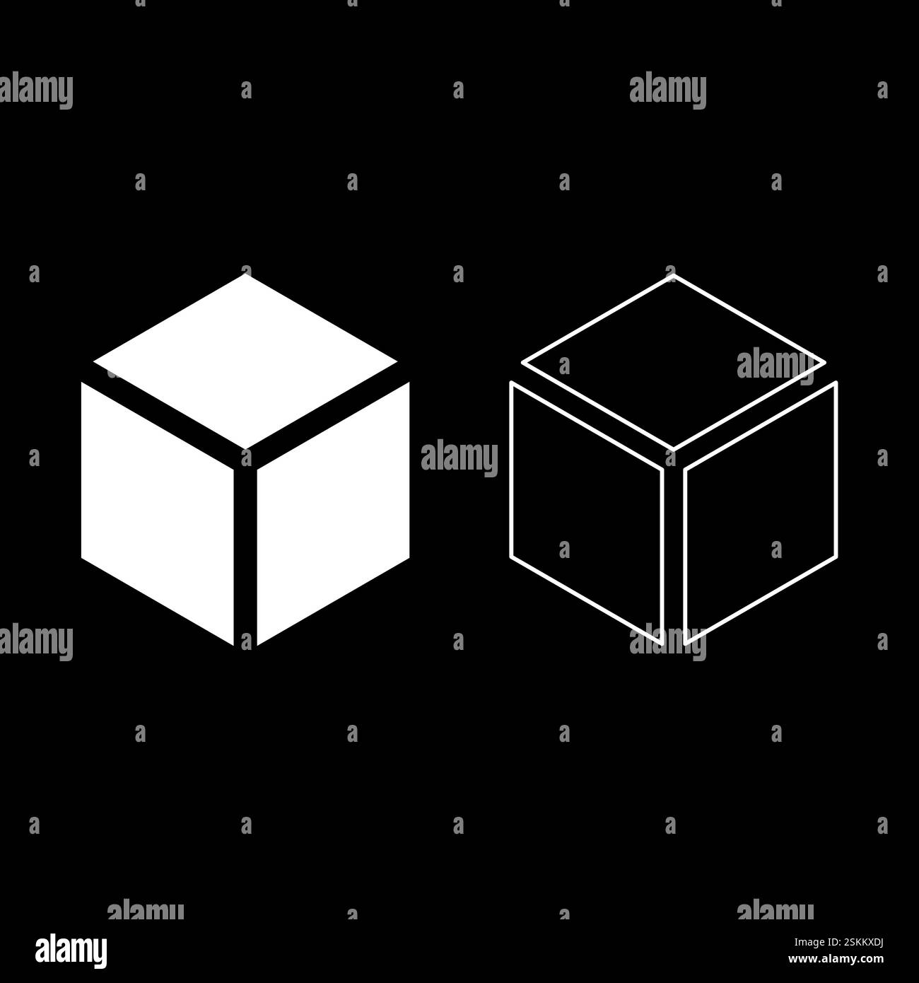 Hexagedron Sacred geometry symbol set icon white color vector ...