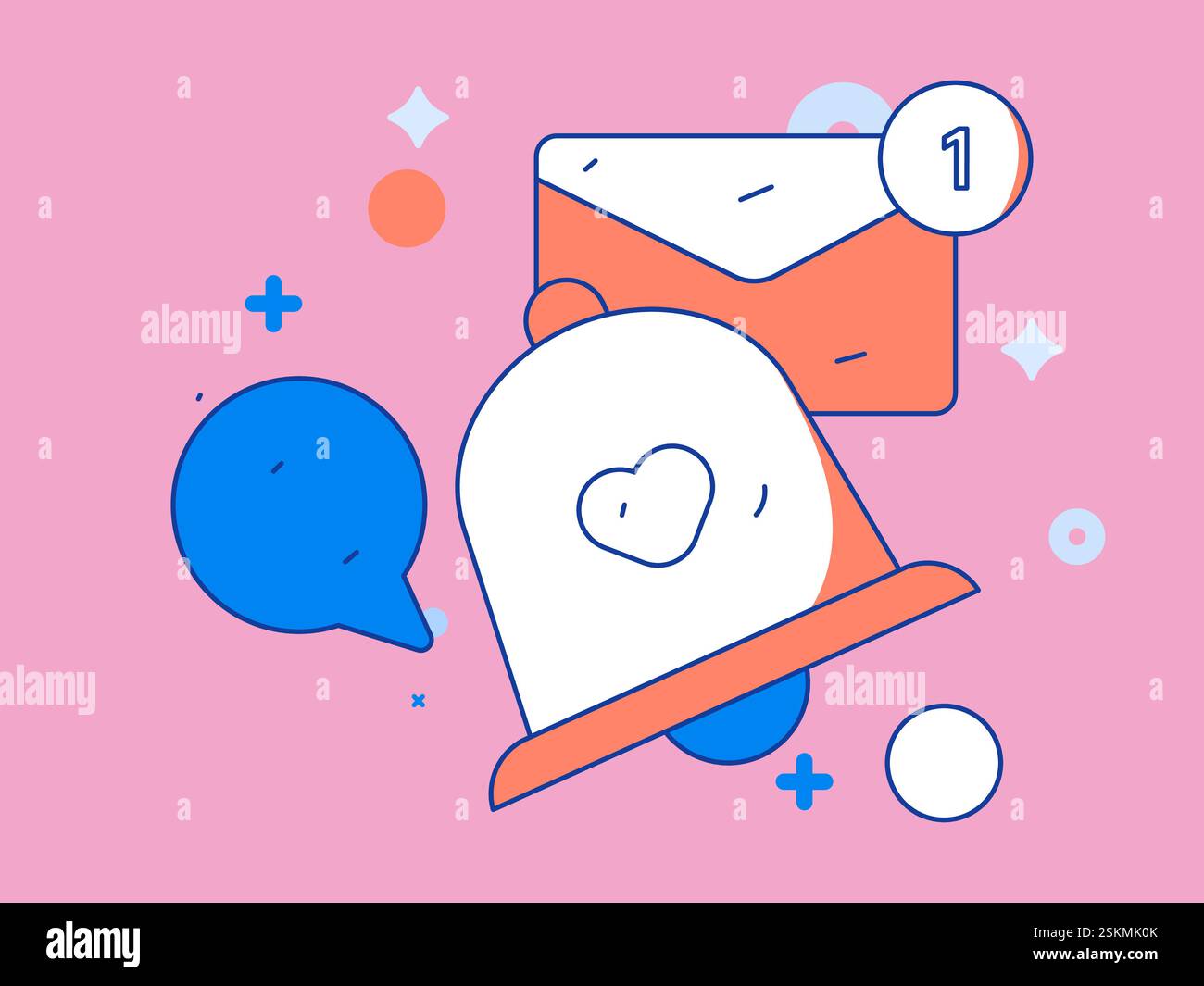 Creative Text Notification Notification announcement vector creative flat hand drawn illustration ...