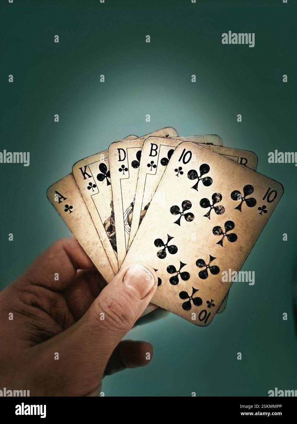 Very old playing cards. They have clearly been used for many years. - Smartphone Captured Stock Image