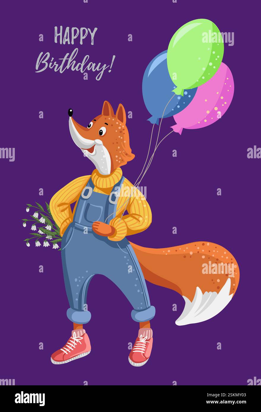 A postcard template with a cute fox Stock Vector Image & Art - Alamy