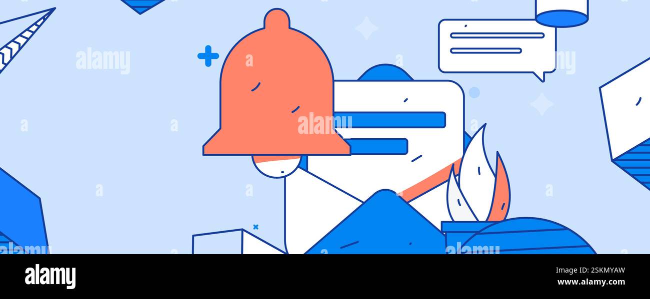 Creative Text Notification Notification announcement vector creative flat hand drawn illustration ...