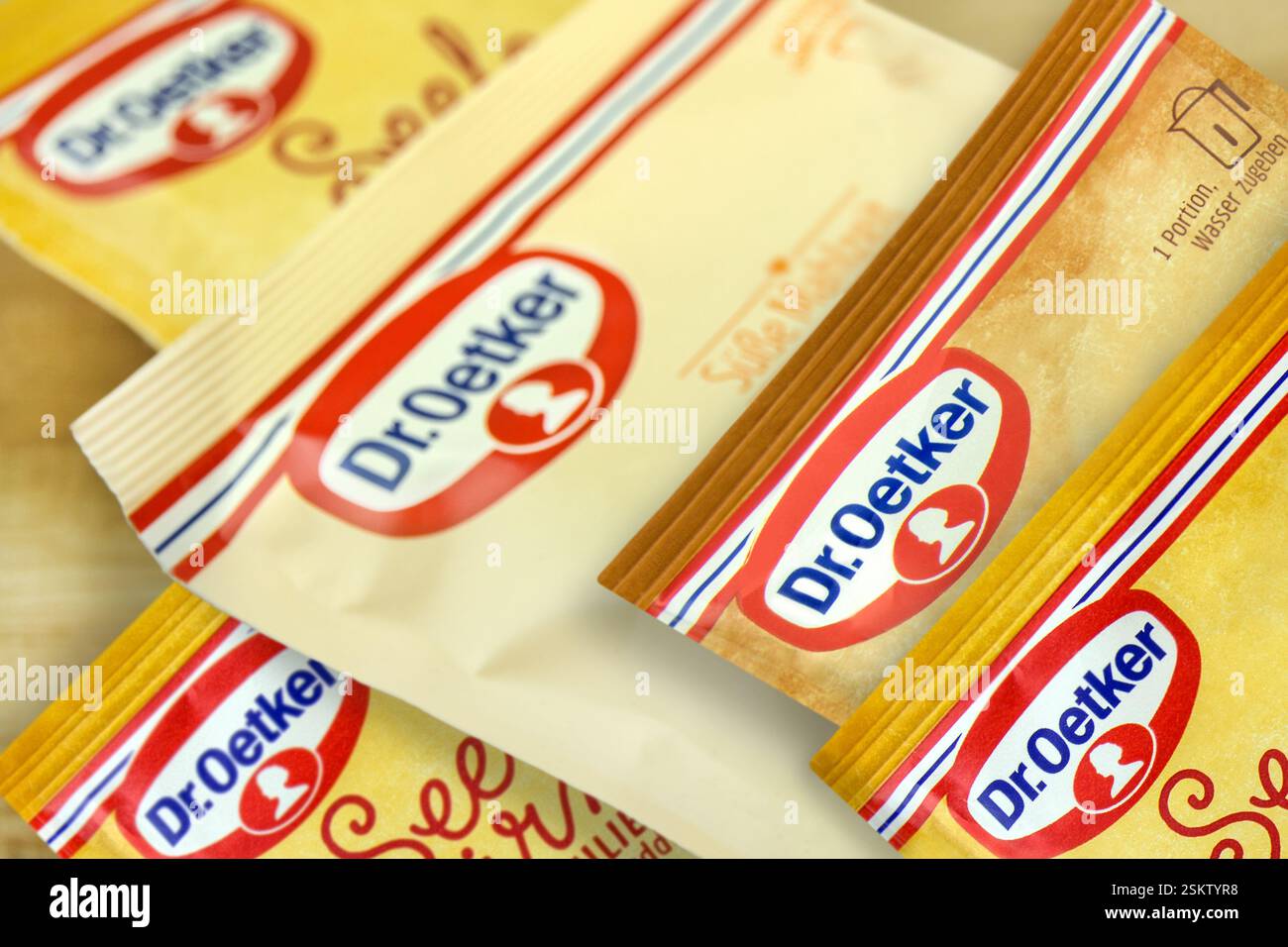 Hamburg, Germany -  February 9   2025: Various German Desserts Dr. Oetker Stock Photo
