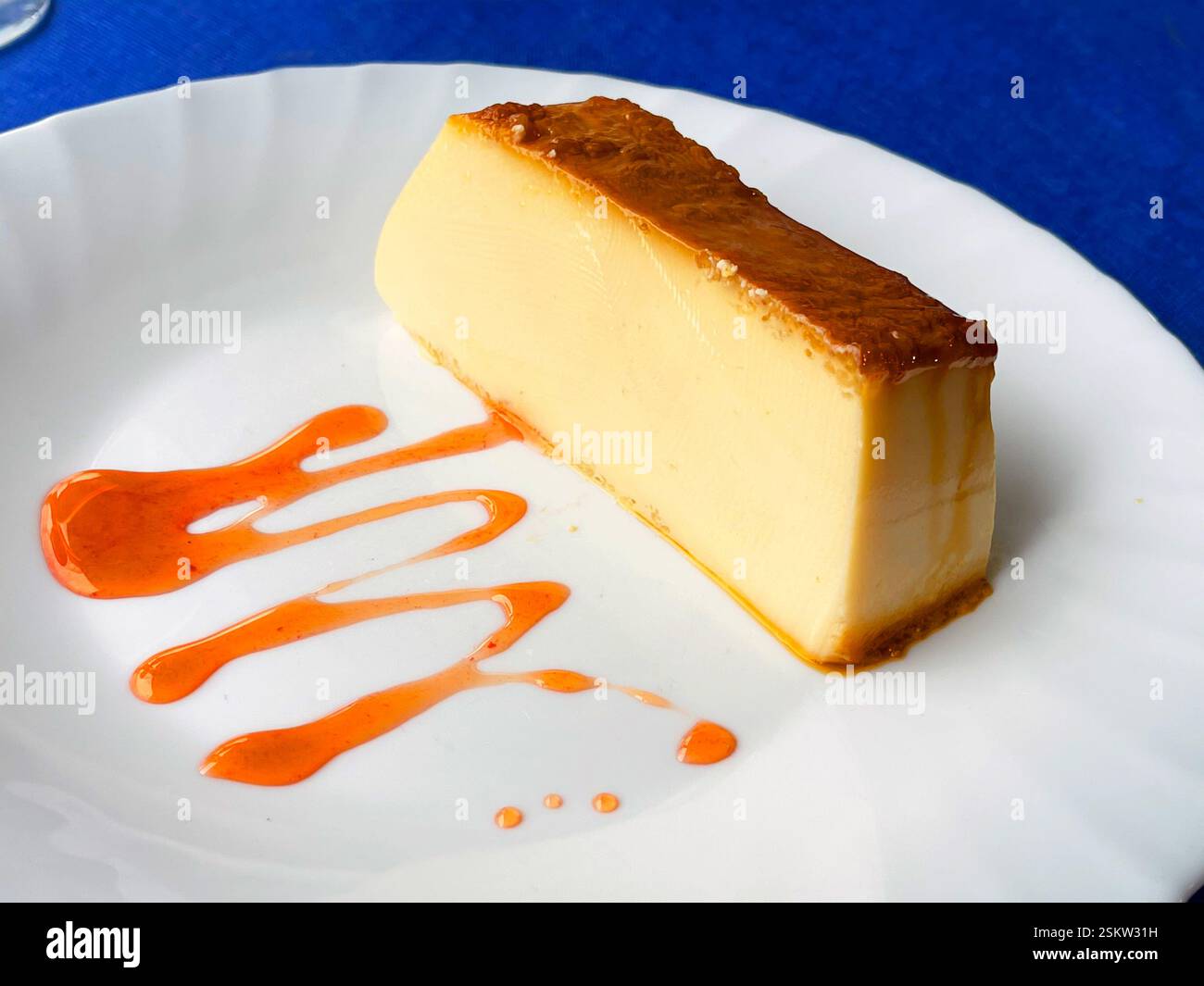 Cheese pudding. Spain. - Smartphone Captured Stock Image
