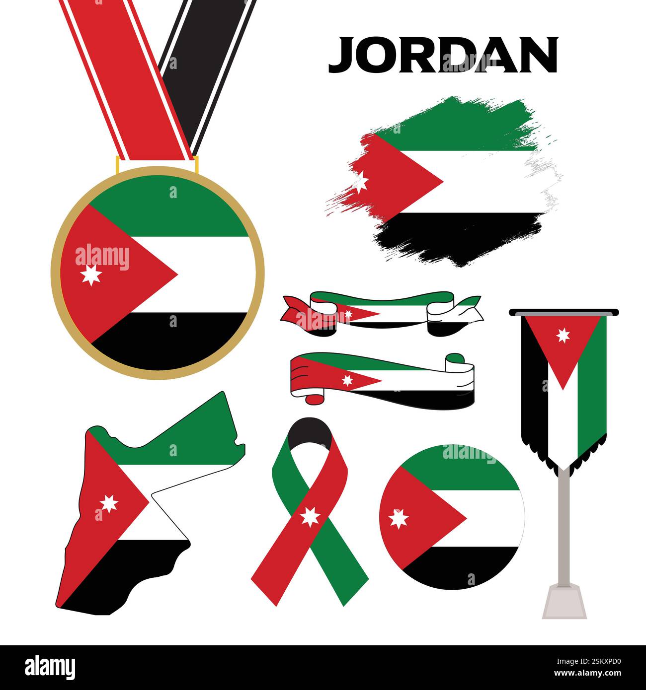 Elements Collection With The Flag of Jordan Design Template. Jordan ...