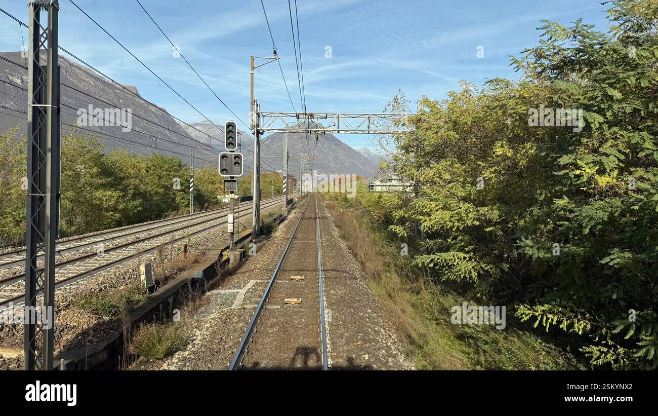 Home signal of Domodossola railway station - Smartphone Captured Stock Image