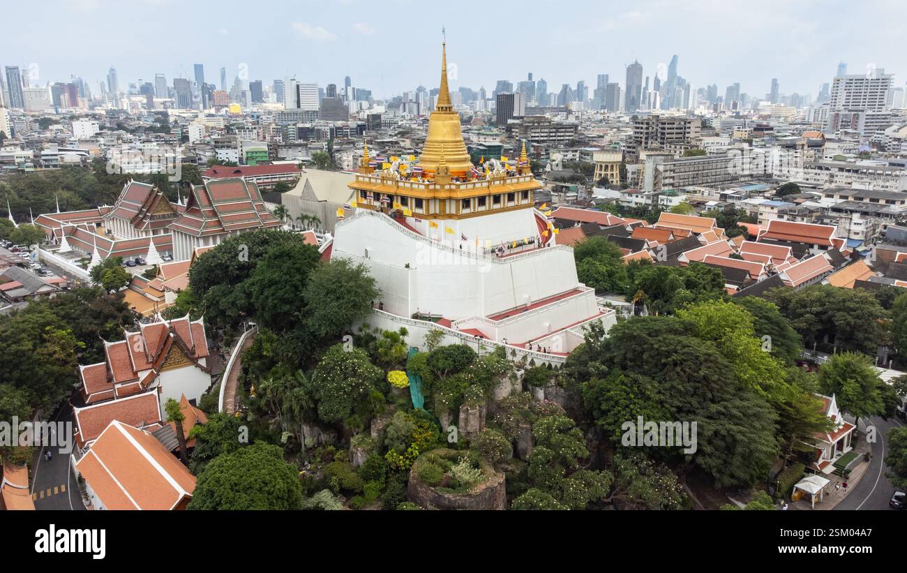 Wat Saket Ratchawora Mahawihan, Bangkok, Thailand Stock Photo