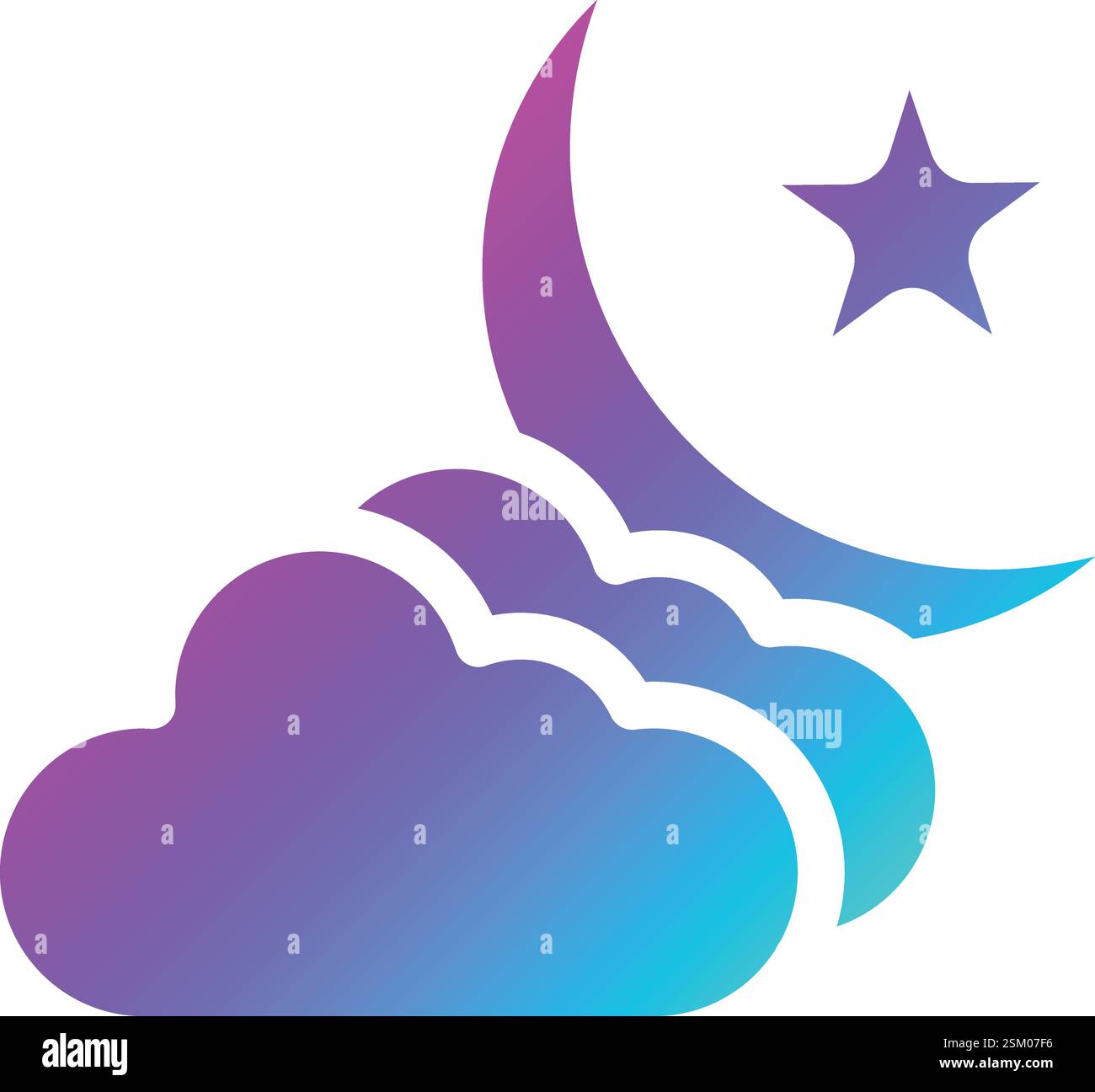 Cloud And Moon Vector Icon Design Illustration Stock Vector