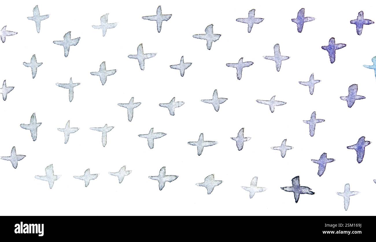 Abstract watercolor cross pattern with gradient shades on white ...
