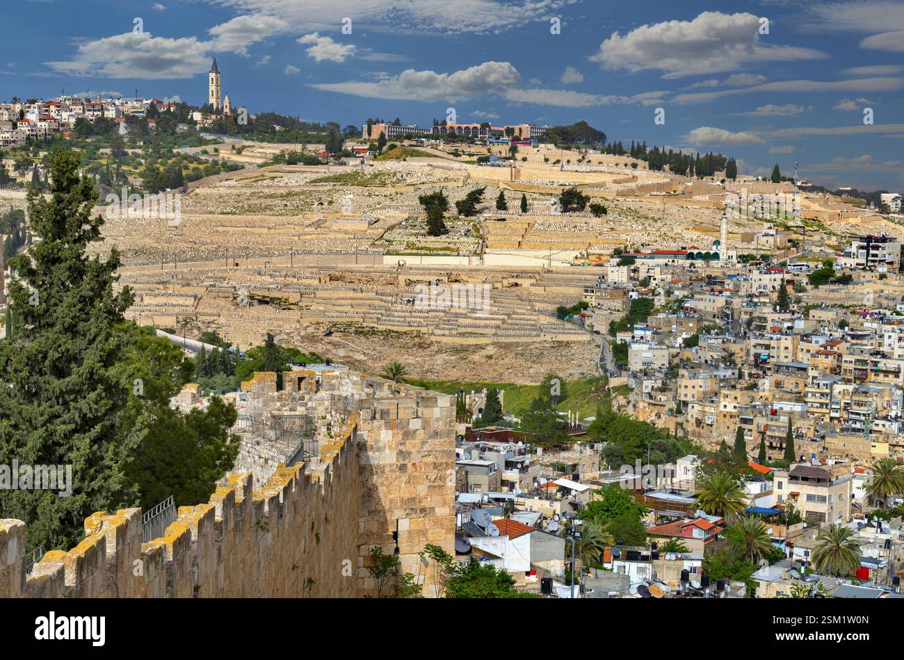 Mount of Olives and the old jewish cemetery in Jerusalem Stock Photo ...