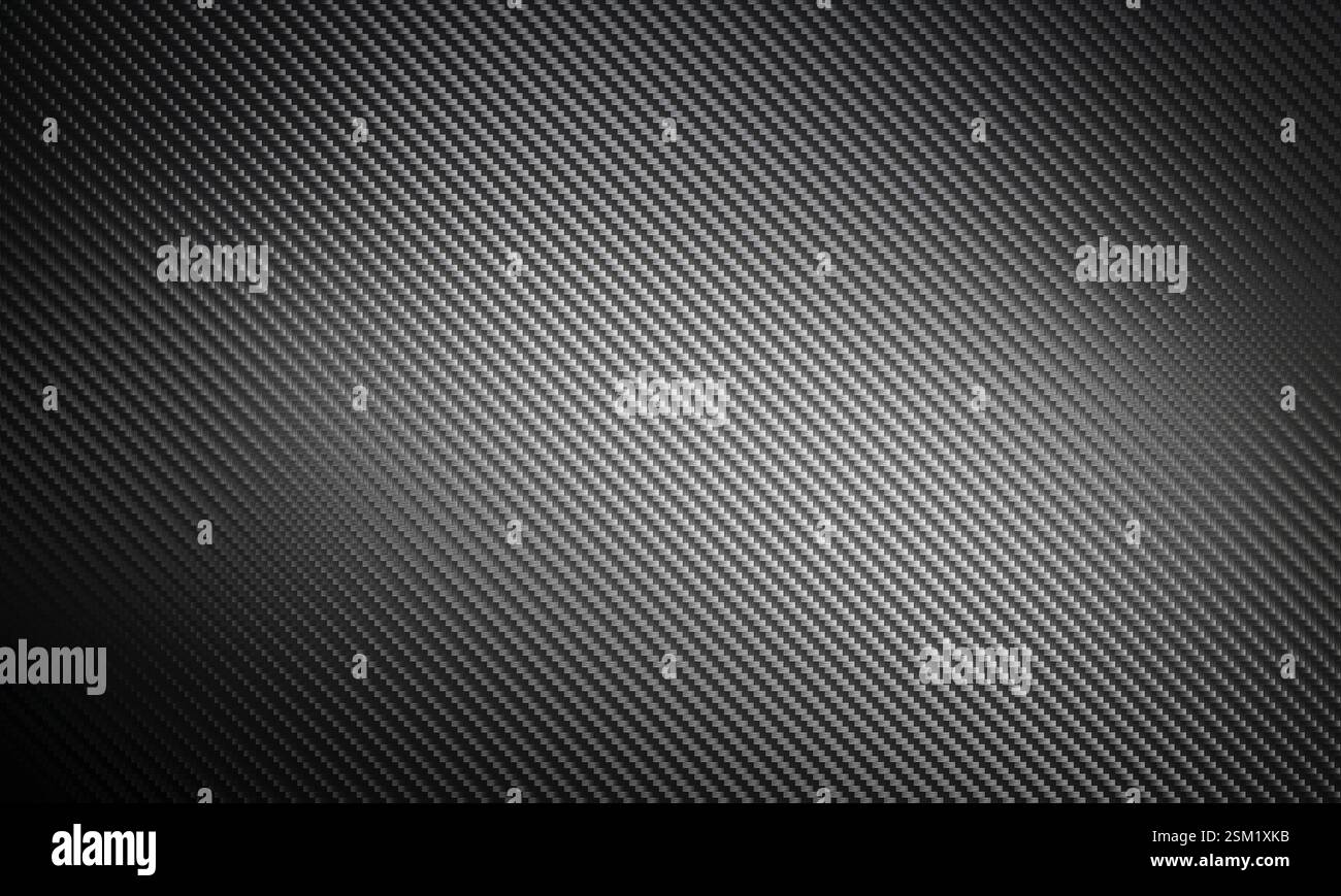 Dark carbon fiber background with diagonal weave pattern 3d Stock Photo