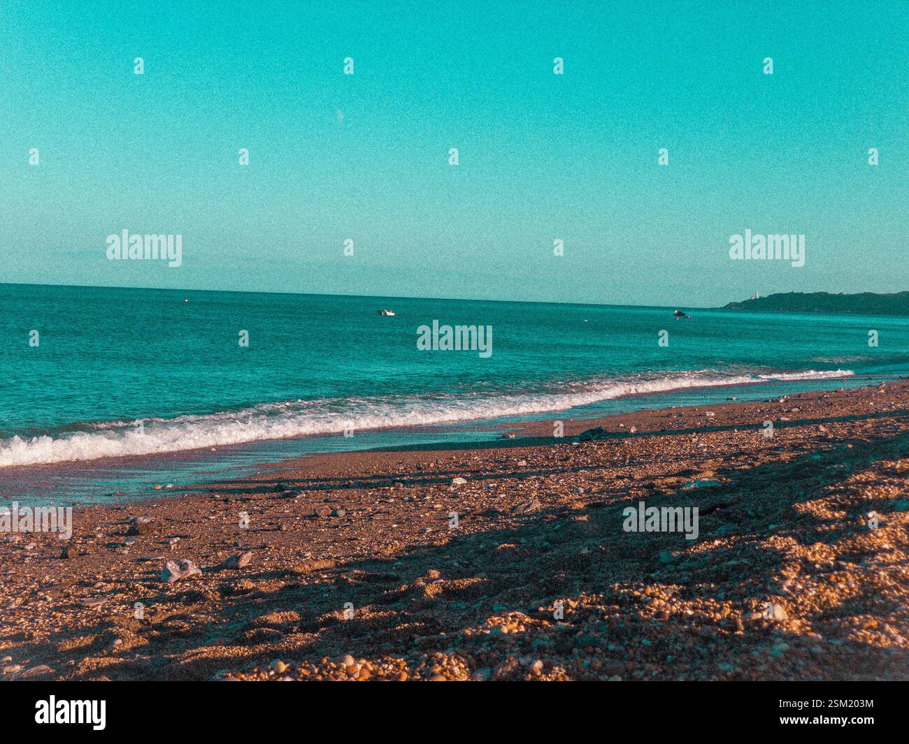 A view of the beach and ocean in Devon - Smartphone Captured Stock Image