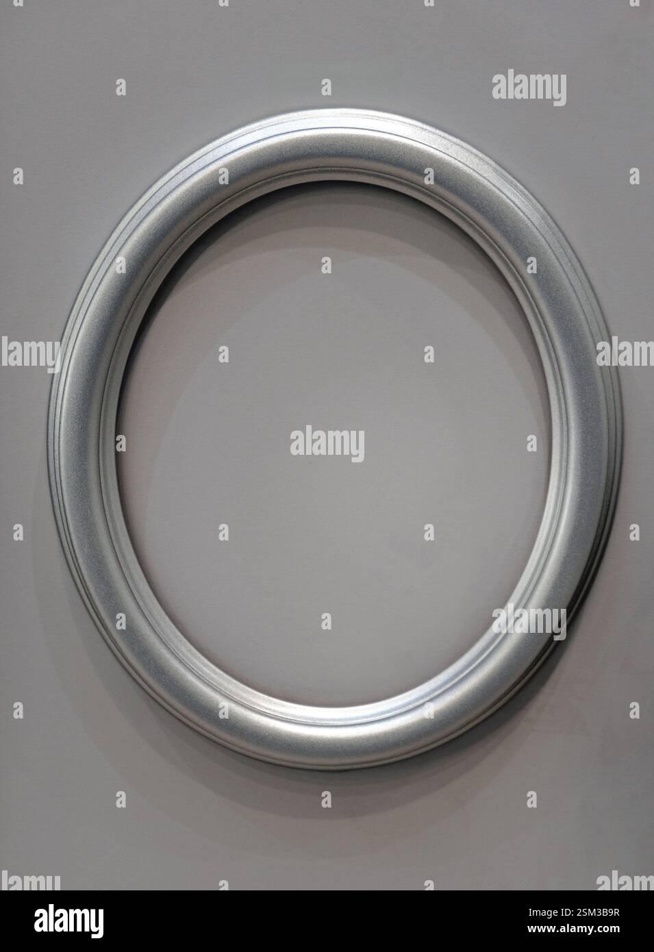 New Empty Oval Shape Silver Picture Frame Copy Space Stock Photo