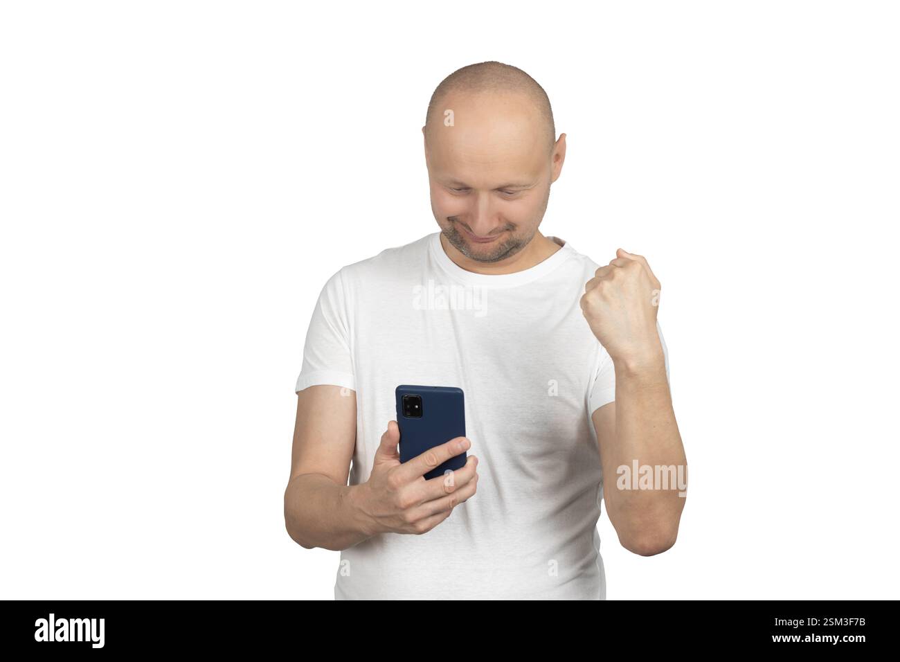 Bald smiling man isolated studio hi-res stock photography and