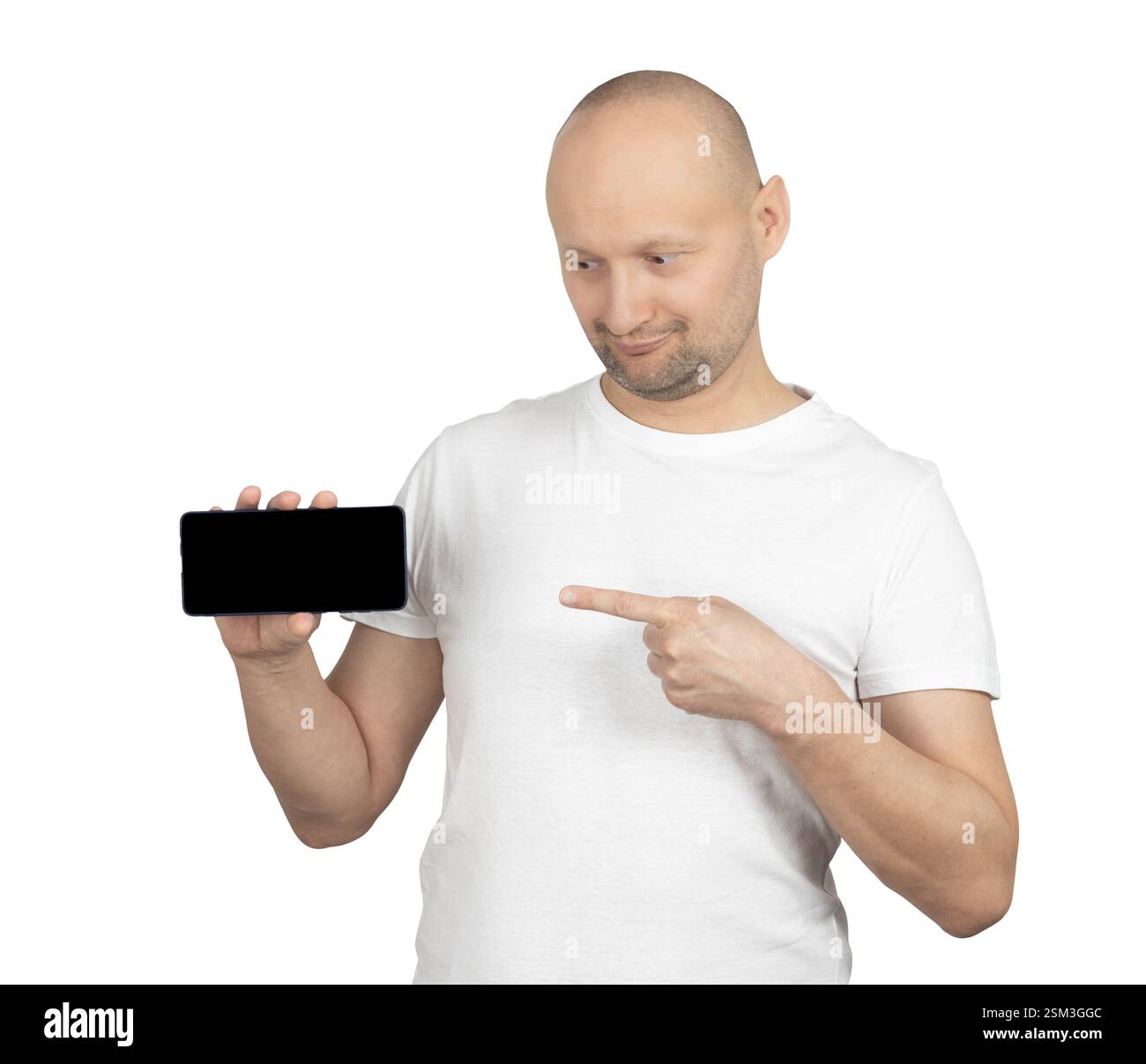 Bald smiling man isolated studio hi-res stock photography and