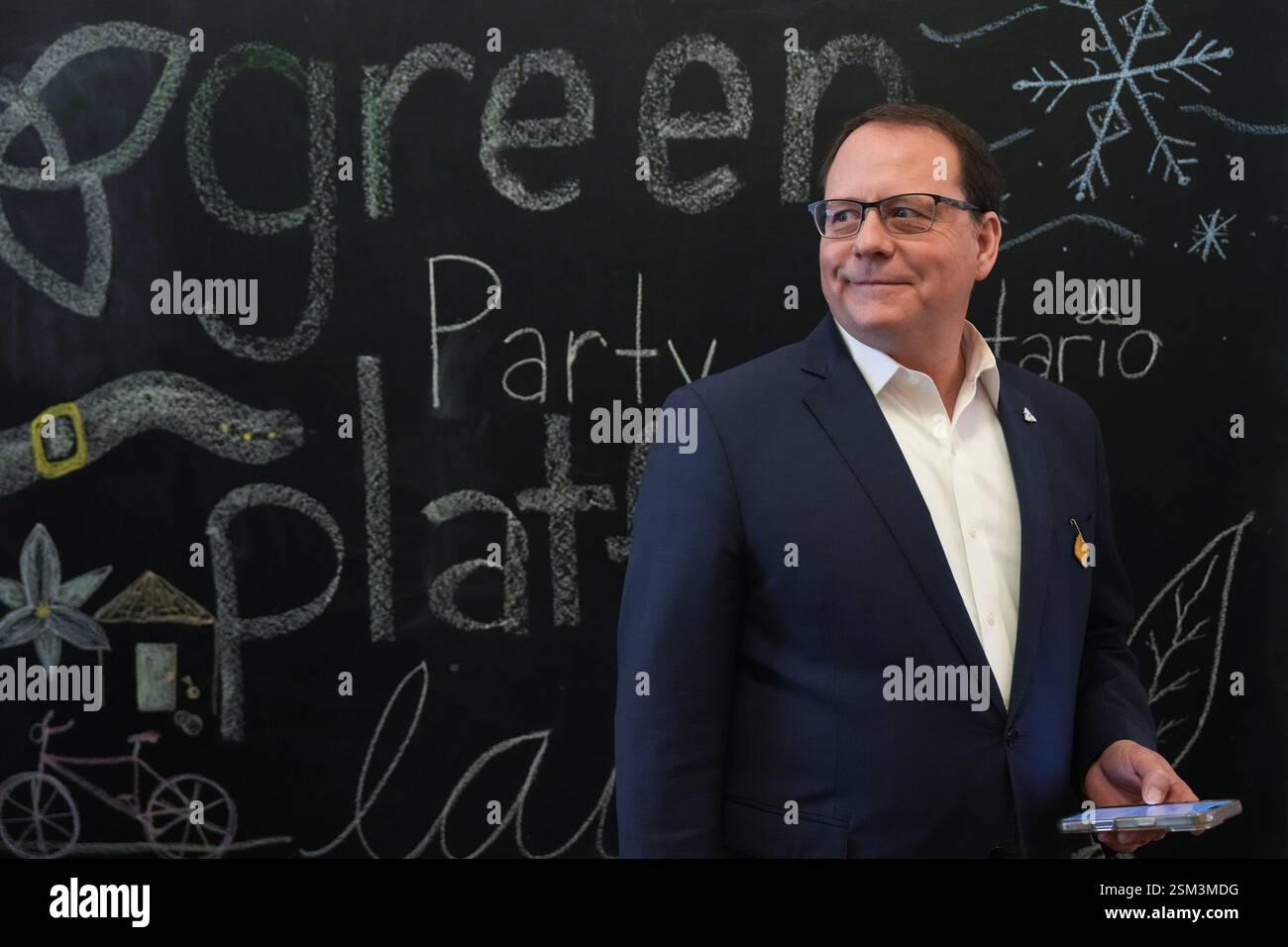 Ontario Green Leader Mike Schreiner appears at a campaign event as the
