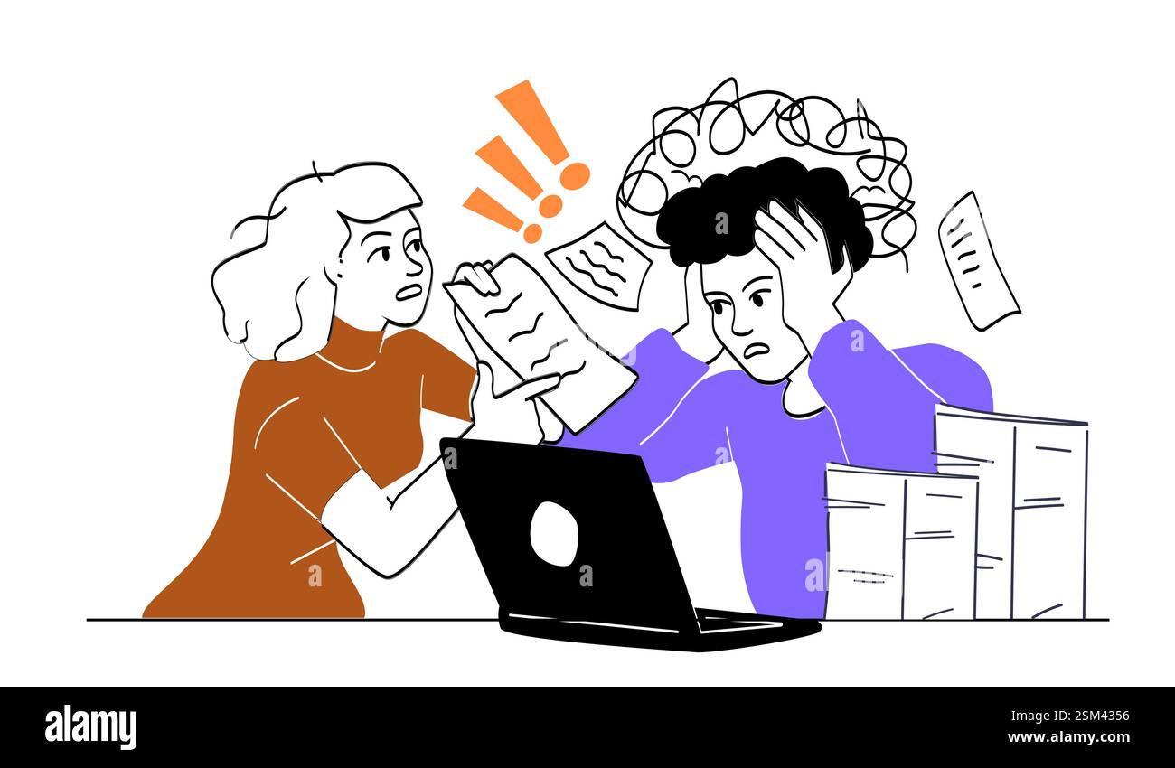 Office stress and frustration between colleagues. Stock Vector