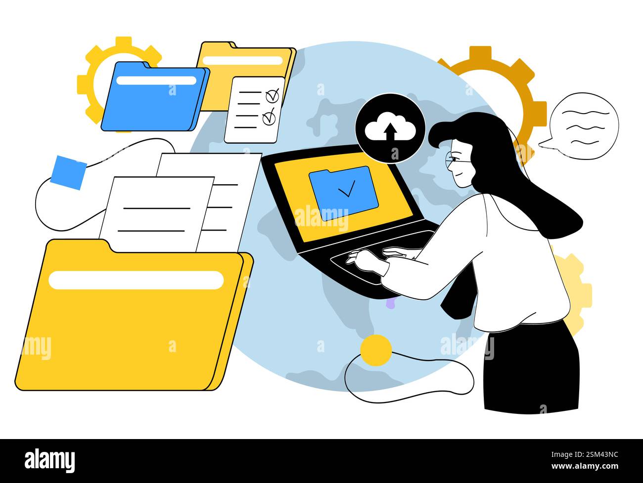Digital file management and cloud storage concept Stock Vector Image ...