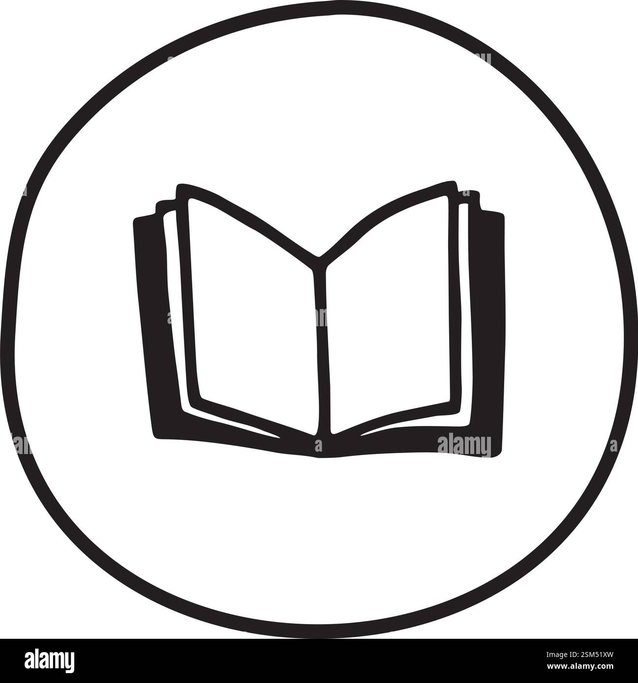 Doodle open book icon hand drawn with black line in freehand style ...