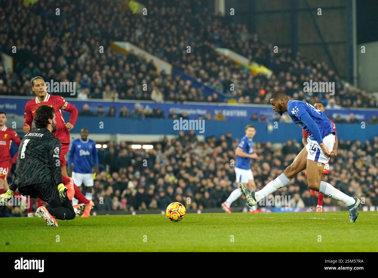 Everton's Beto, right, scores his side's opening goal during the