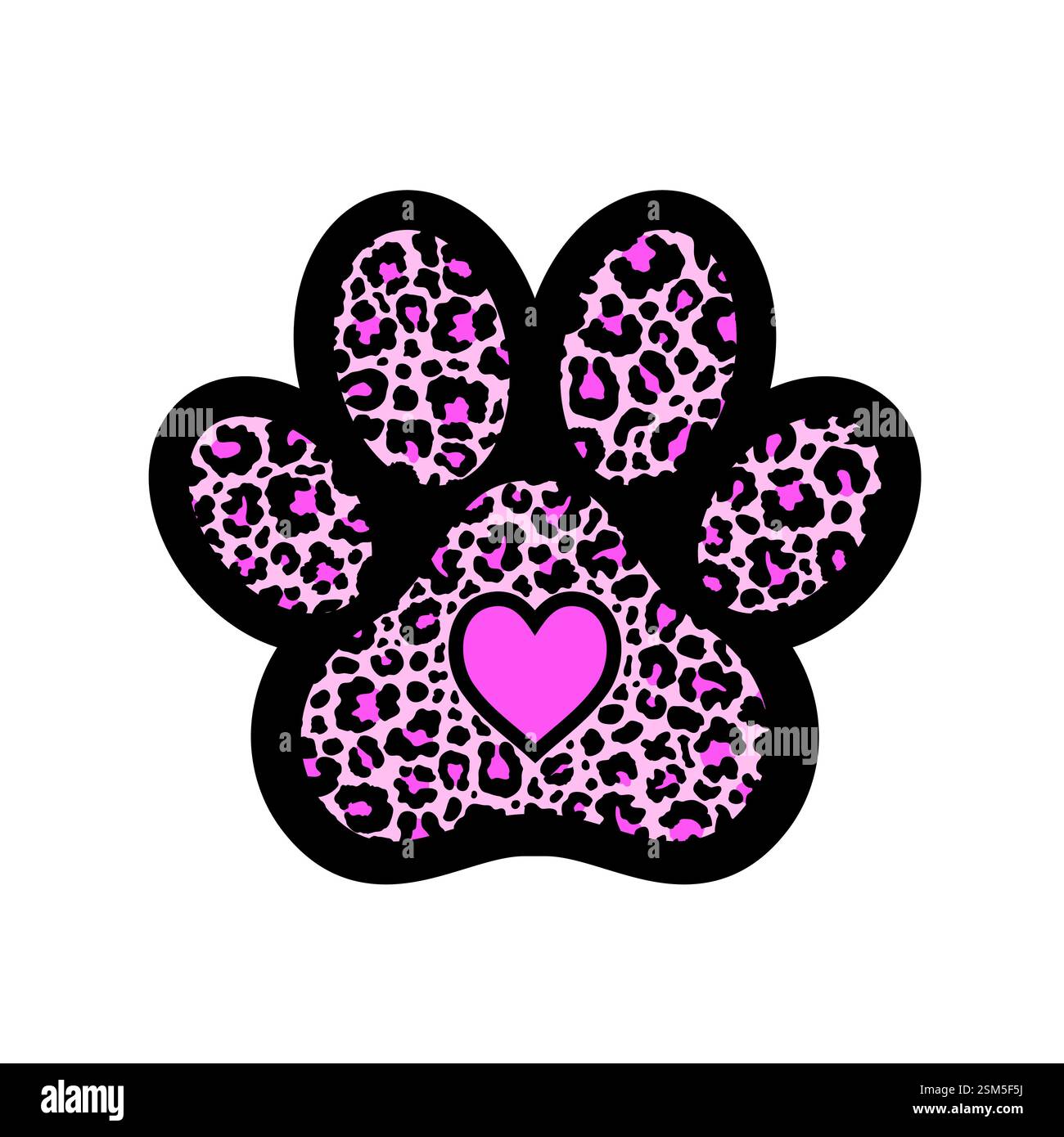 Paw print filled with leopard pattern. Stock Vector