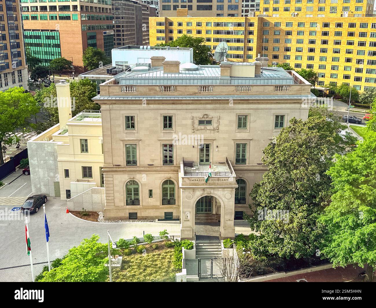Washington DC, USA - 2 May 2024: Aerial view of the Hungarian Embassy in Washington DC - Smartphone Captured Stock Image