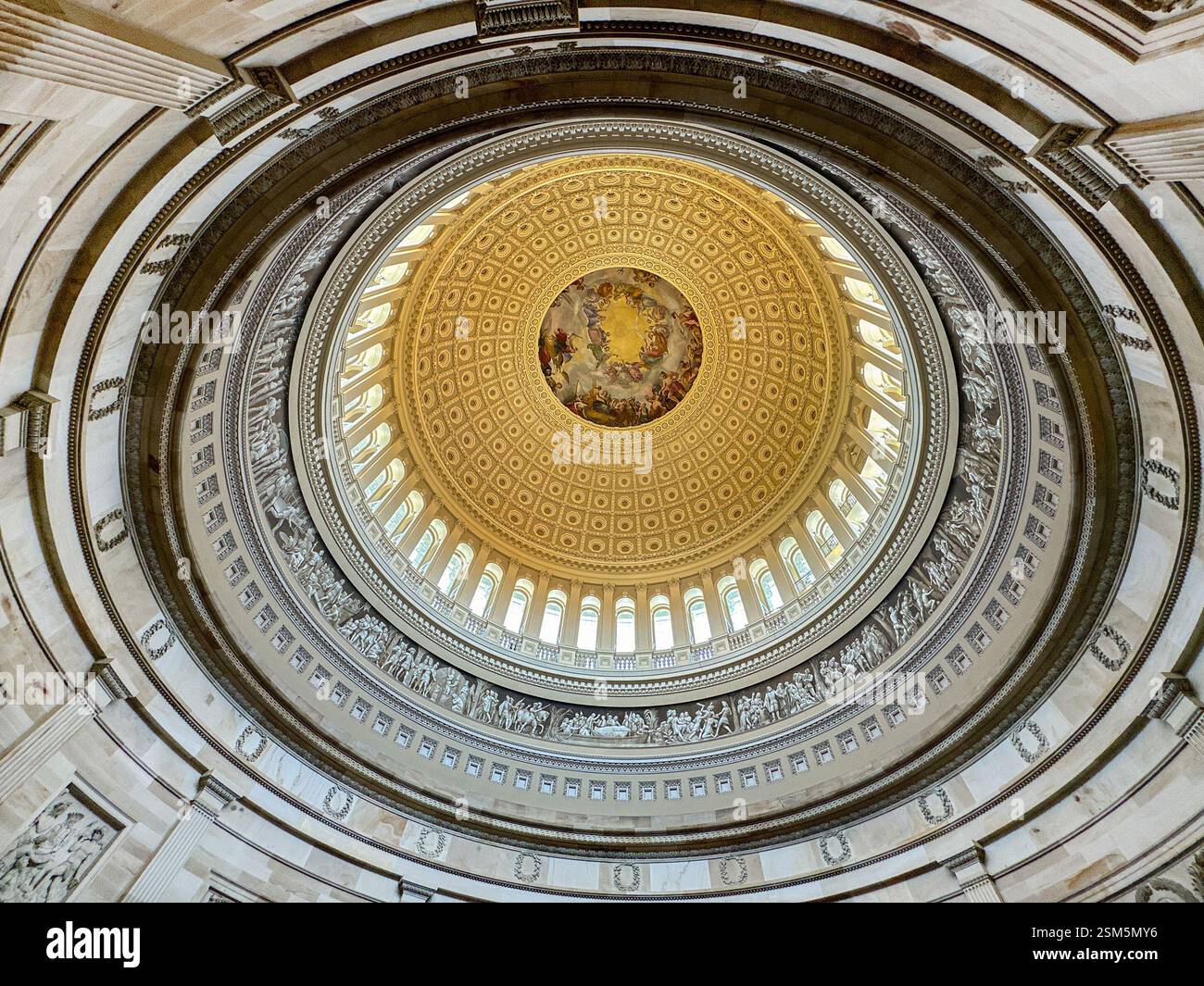 Washington DC, USA - 2 May 2024: Interior view of the dome of the Capitol Building - Smartphone Captured Stock Image