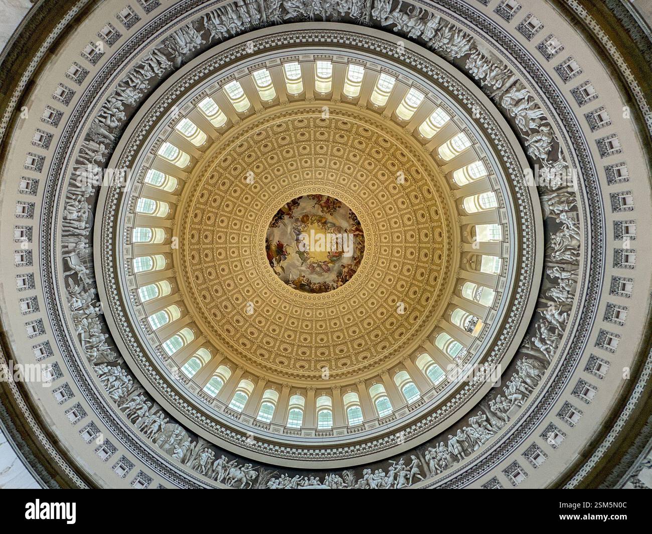 Washington DC, USA - 2 May 2024: Interior view of the dome of the Capitol Building - Smartphone Captured Stock Image