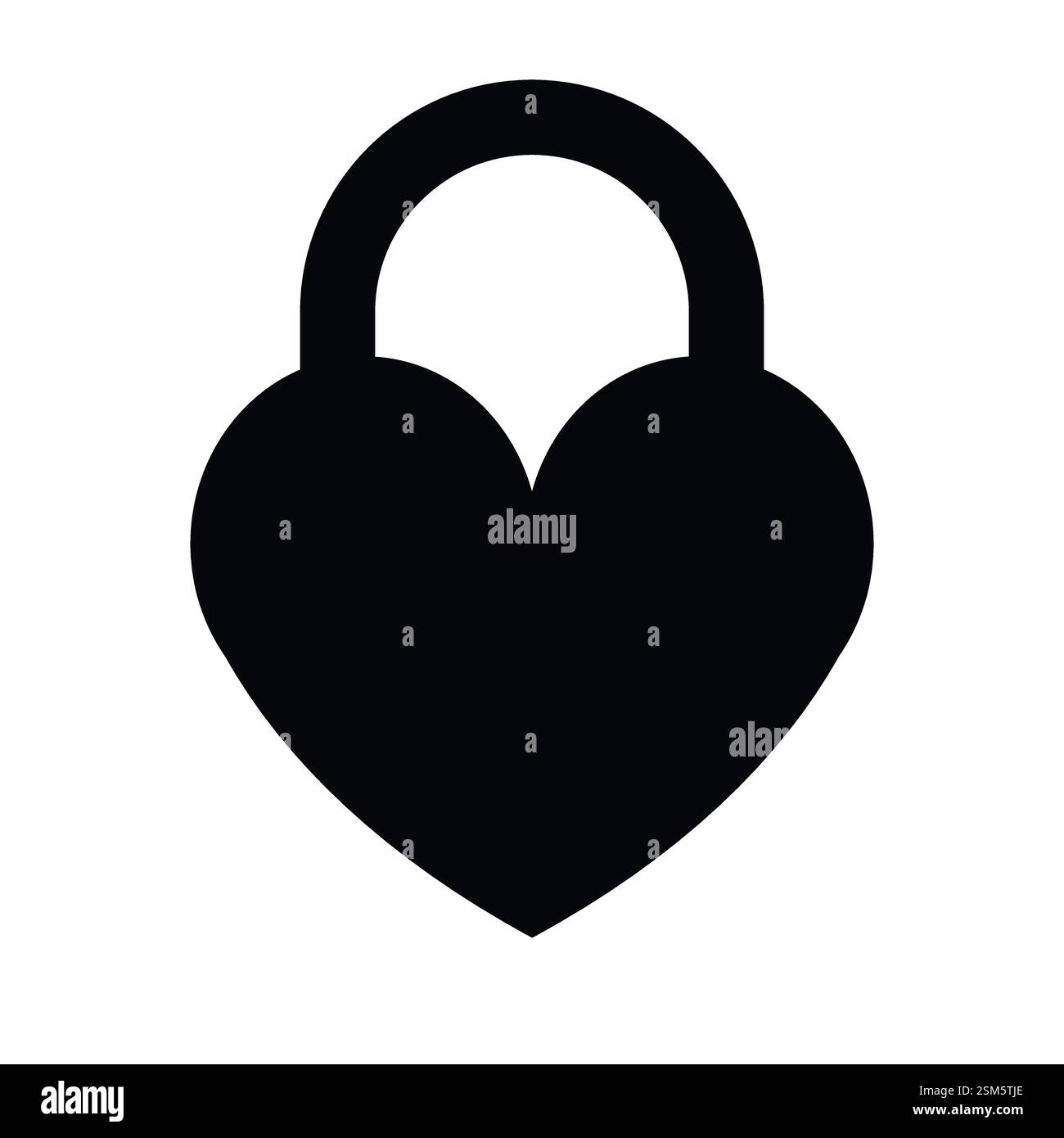 Vector flat heart lock silhouette isolated on white background Stock ...