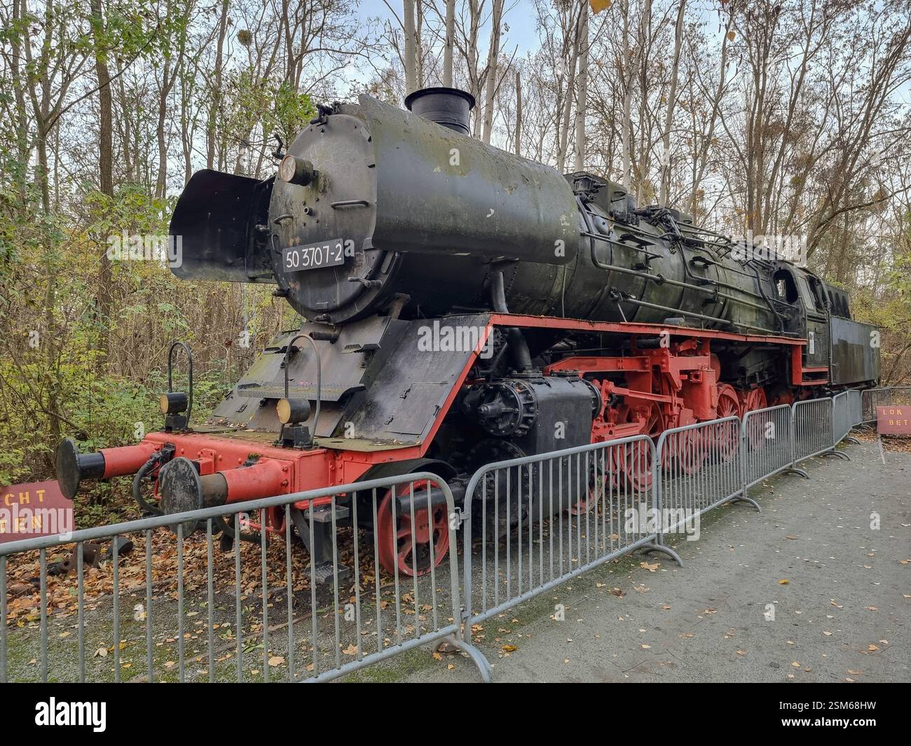 Historic freight steam locomotive 503707 (1940) in Nature Park Schöneberger Südgelände on former Tempelhof railway yard in Berlin; Deutsche Reichsbahn - Smartphone Captured Stock Image