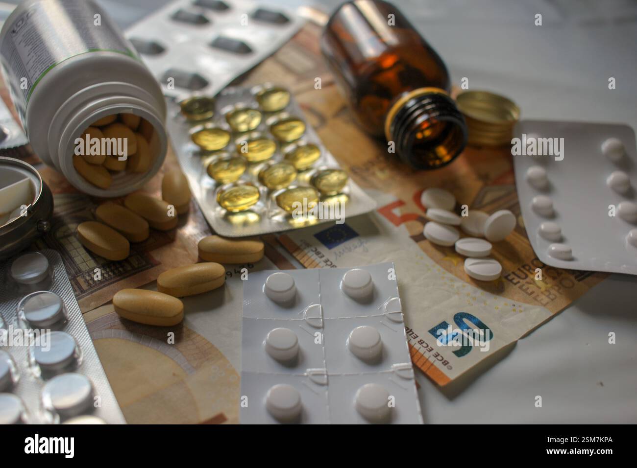 how much money do we spend on pills and medicines? Stock Photo
