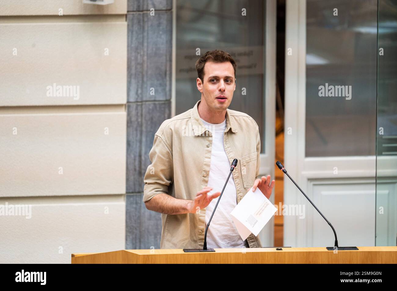 Haesse Jos D Haese, president of PVDA at the Flemish parliament plenary ...