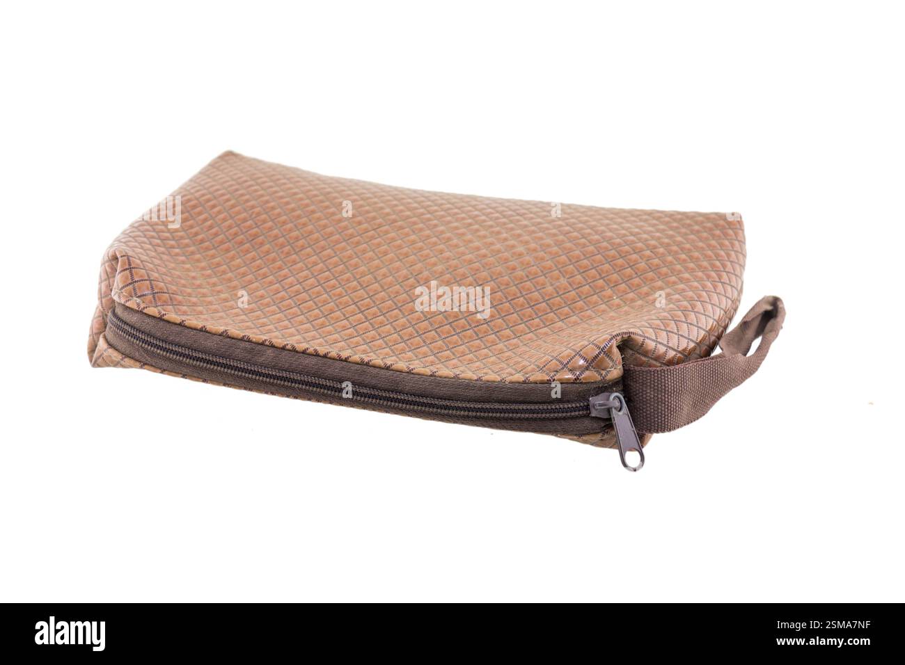 old brown leather bag isolated on white background Stock Photo