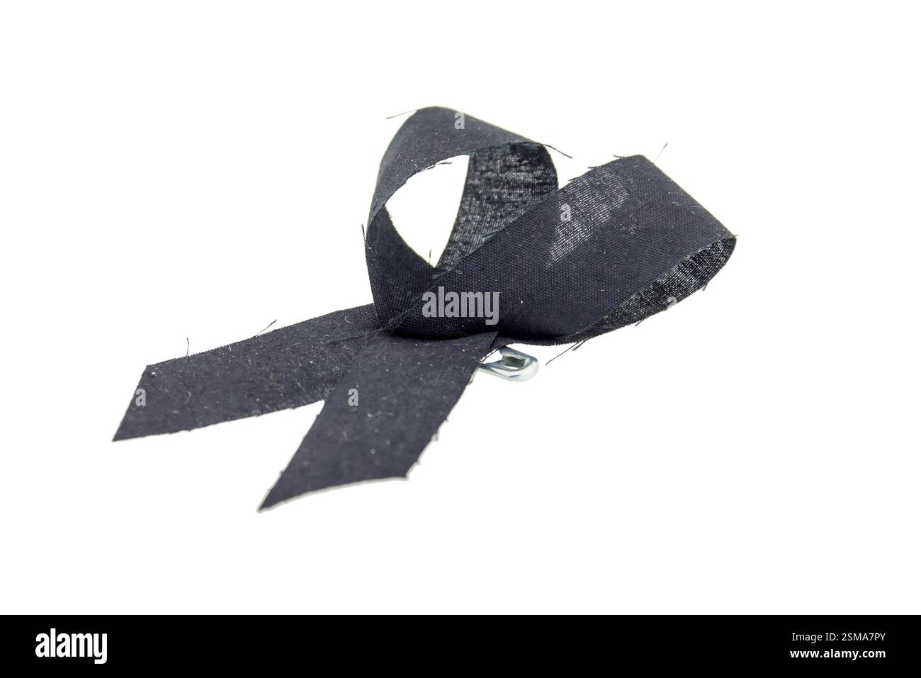 black ribbon for mourning concept isolated on white background Stock ...