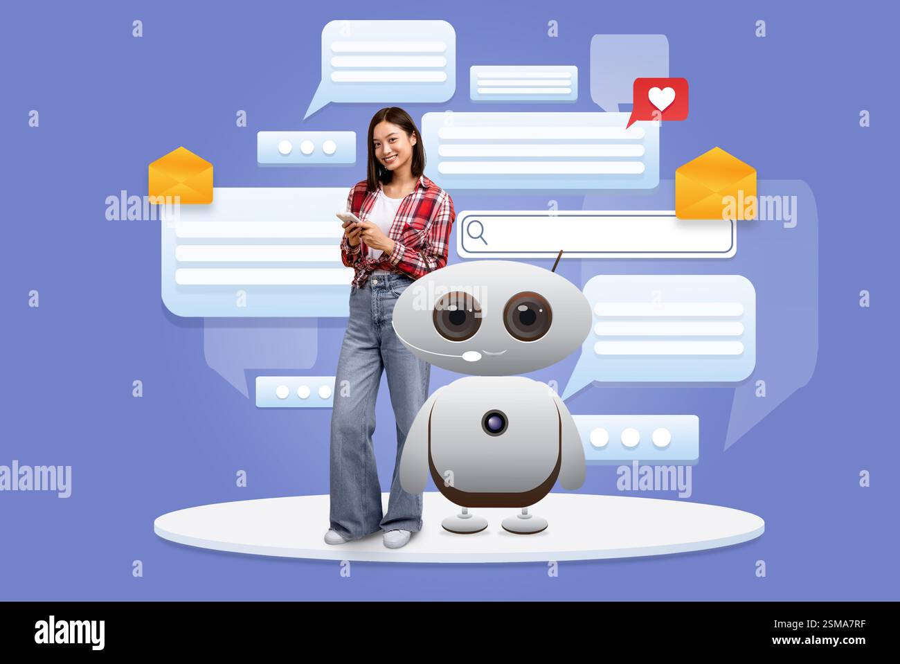 Modern virtual assistant technology enhances communication and user engagement Stock Photo