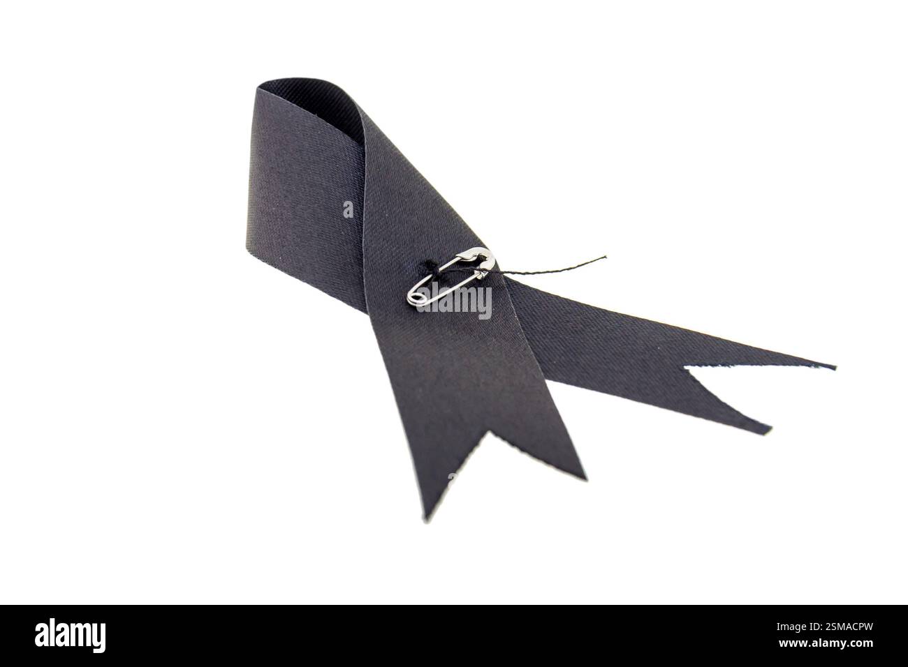 black ribbon for mourning concept isolated on white background Stock ...