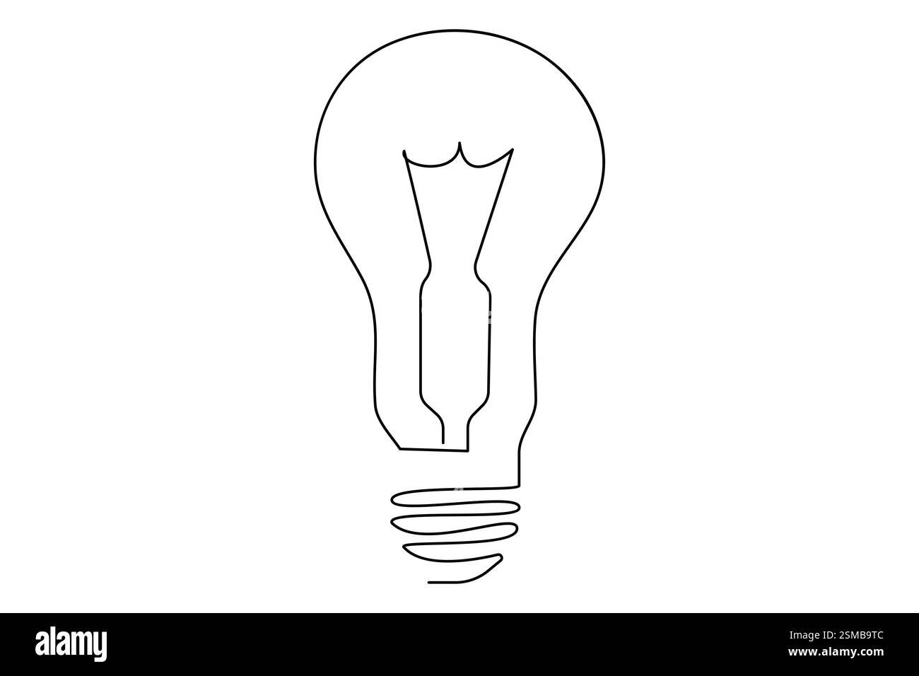 Light bulb one line outline vector art illustration Stock Vector Image ...