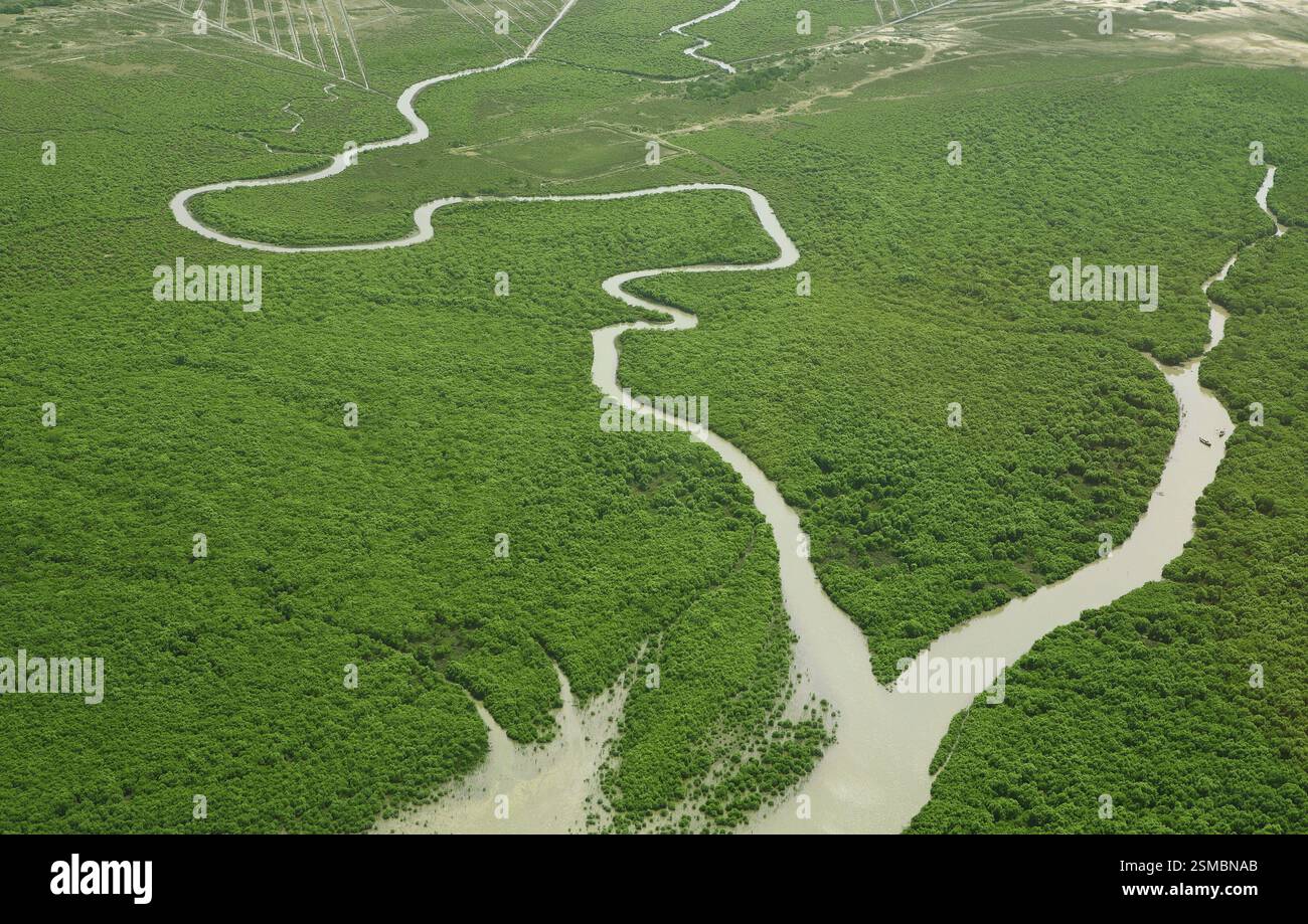 Andhra Rivers Aerial view of river in grassland, Andhra Pradesh, India, Asia Stock ...
