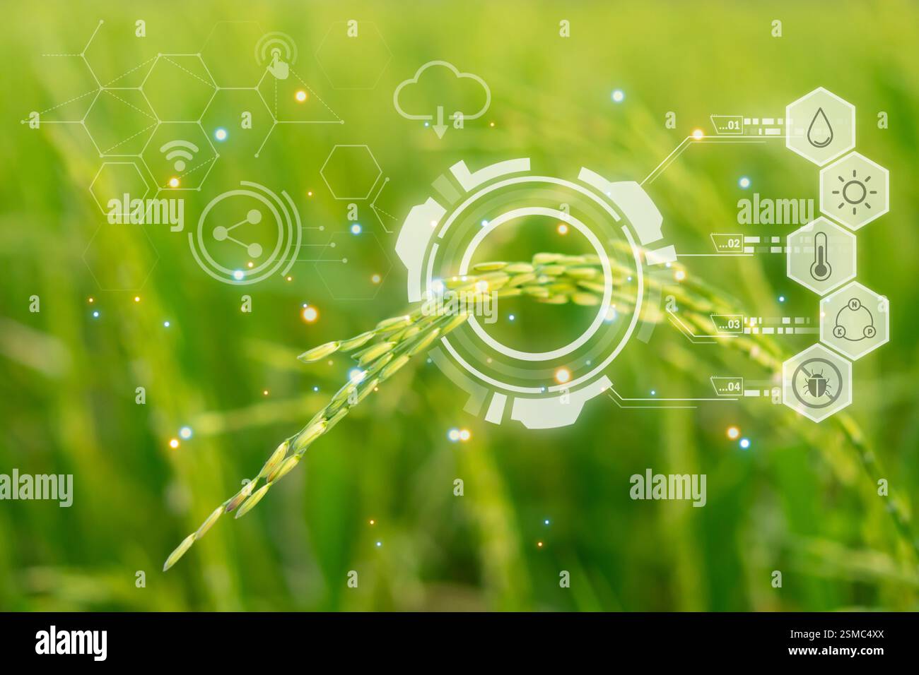 Smart farm digital icon and futuristic AI data infographic of Landscape ...