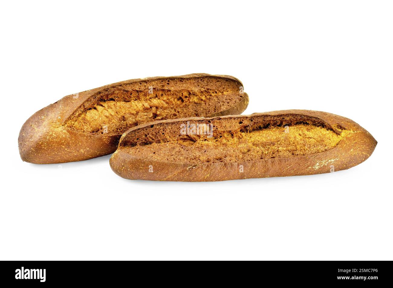 Two loaves of rye bread isolated on white background Stock Photo - Alamy