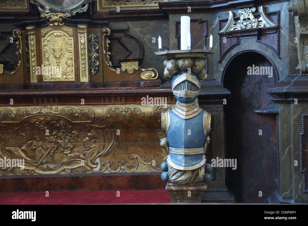 The Czech Republic Knight candle holder. Intricate armor and gold detailing. Symbol of chivalry and protection in the Czech Republic. Represents the p Stock Photo