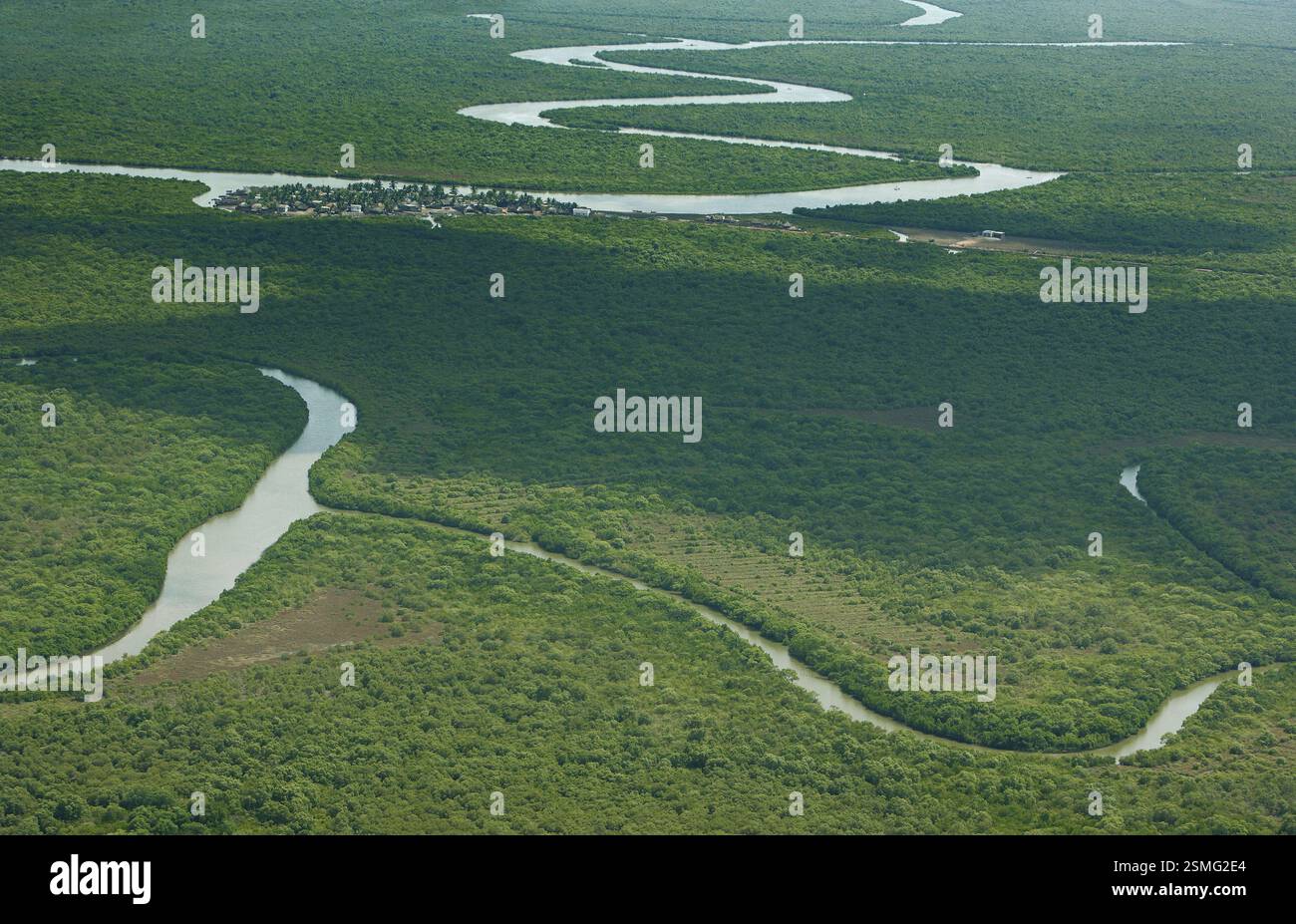 Andhra Rivers Aerial view of river in grassland, Andhra Pradesh, India, Asia Stock ...