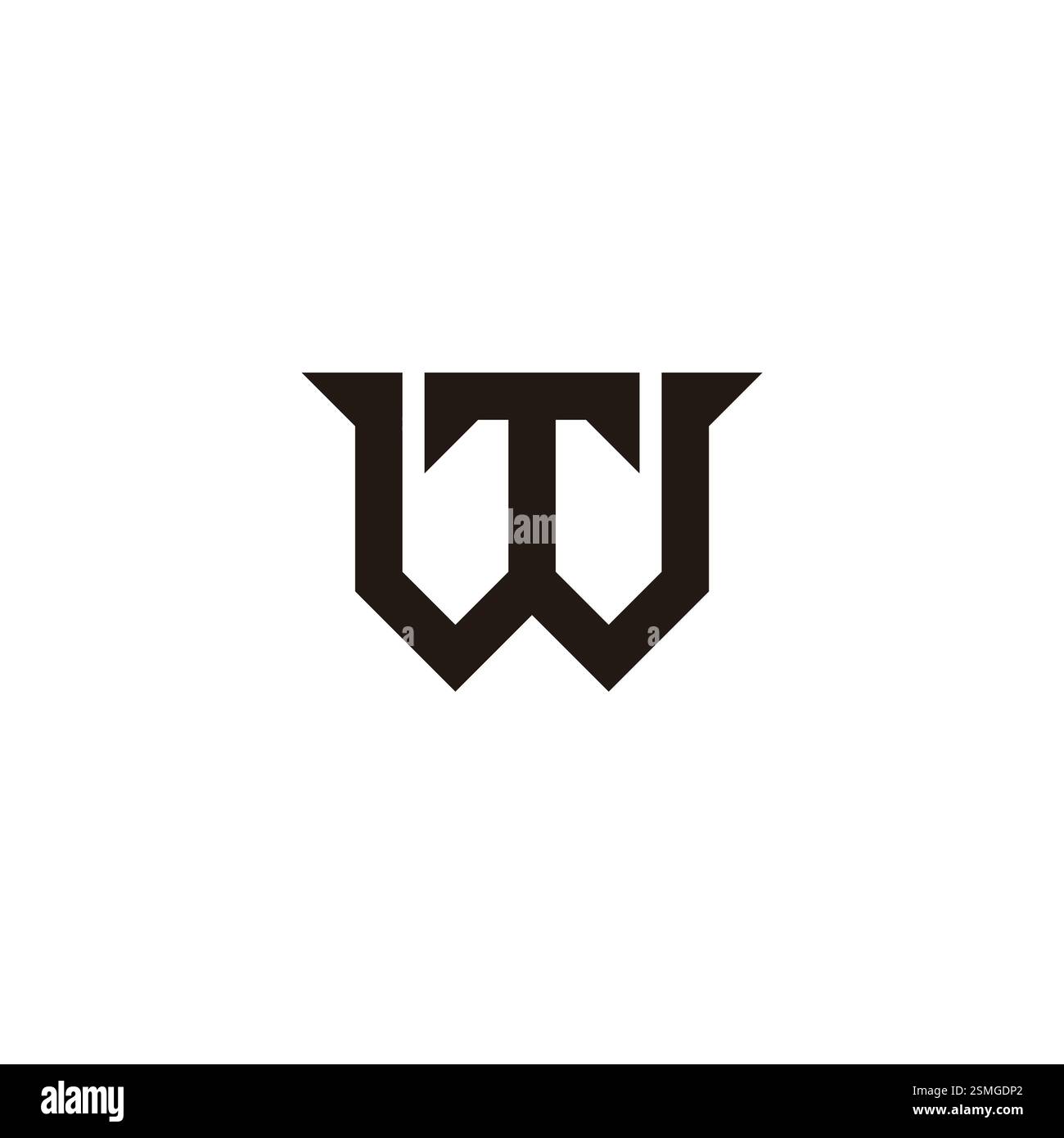 letters wt simple linked geometric lines logo vector Stock Vector