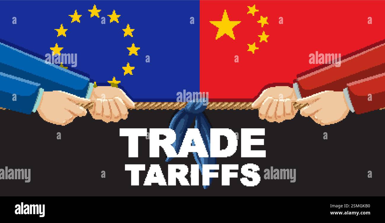 Illustration of EU and China trade tensions Stock Vector Image & Art ...