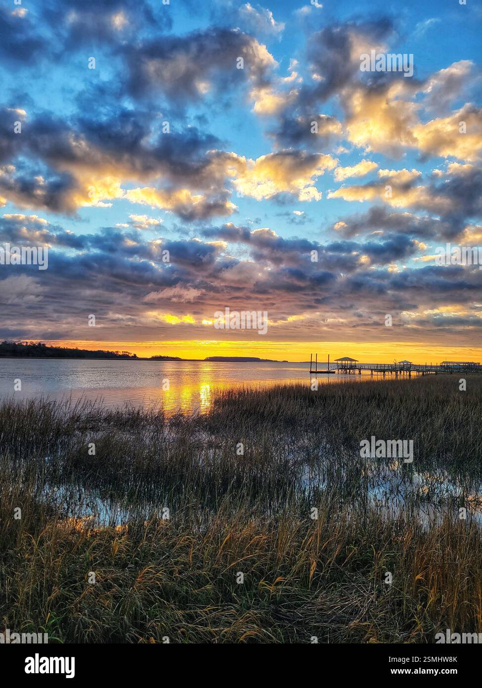 Sunrise over the Broad River in South Carolina - Smartphone Captured Stock Image