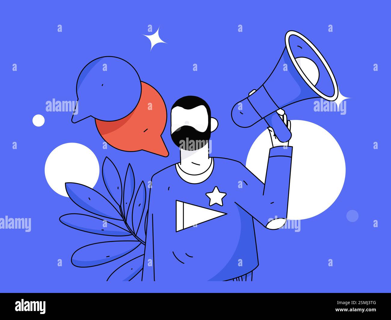 Notic Drawings Notification announcement vector creative flat hand drawn illustration ...