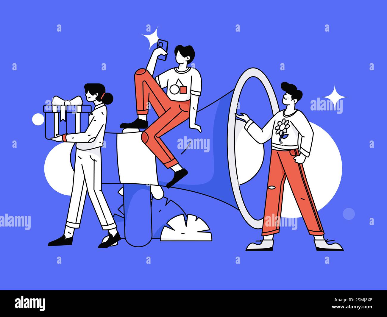 Notic Drawings Notification announcement vector creative flat hand drawn illustration ...