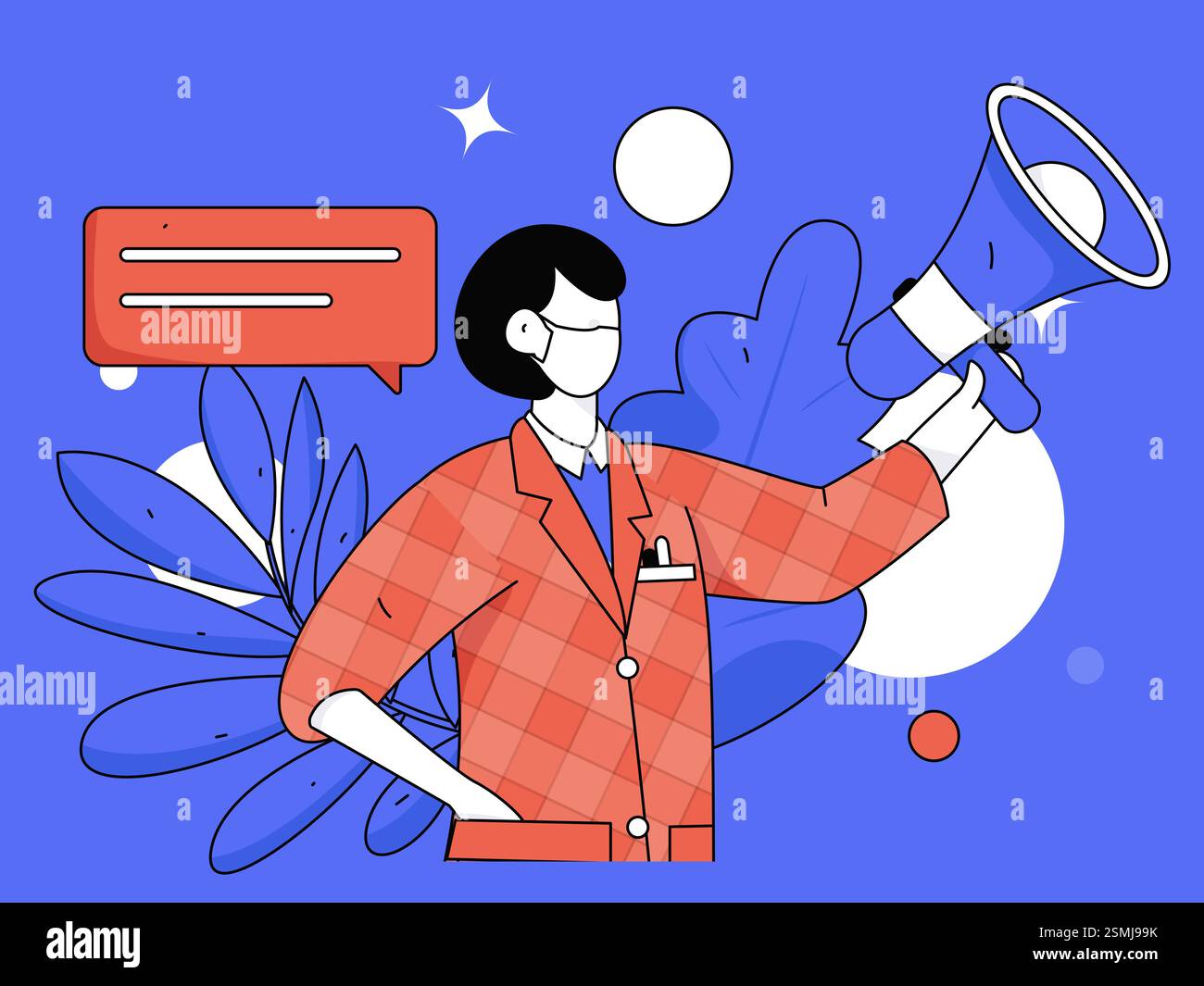 Notic Drawings Notification announcement vector creative flat hand drawn illustration ...