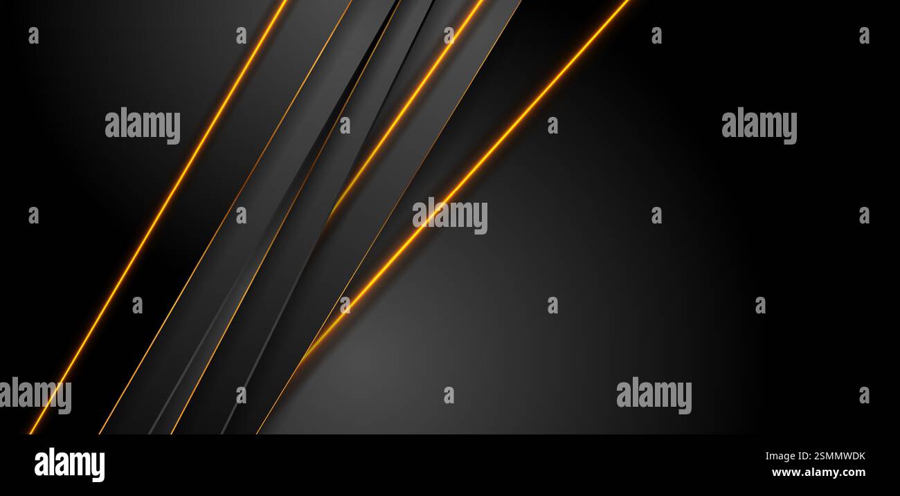 Black abstract corporate background with golden and neon lines ...